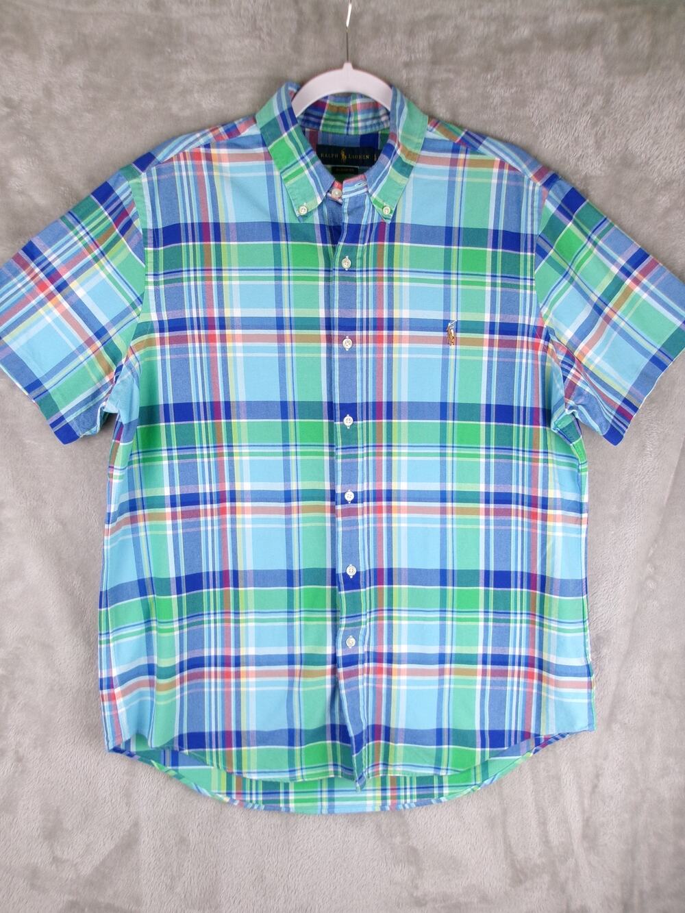 Ralph Lauren Flesh Pony Plaid Button Front Shirt LG Classic Fit